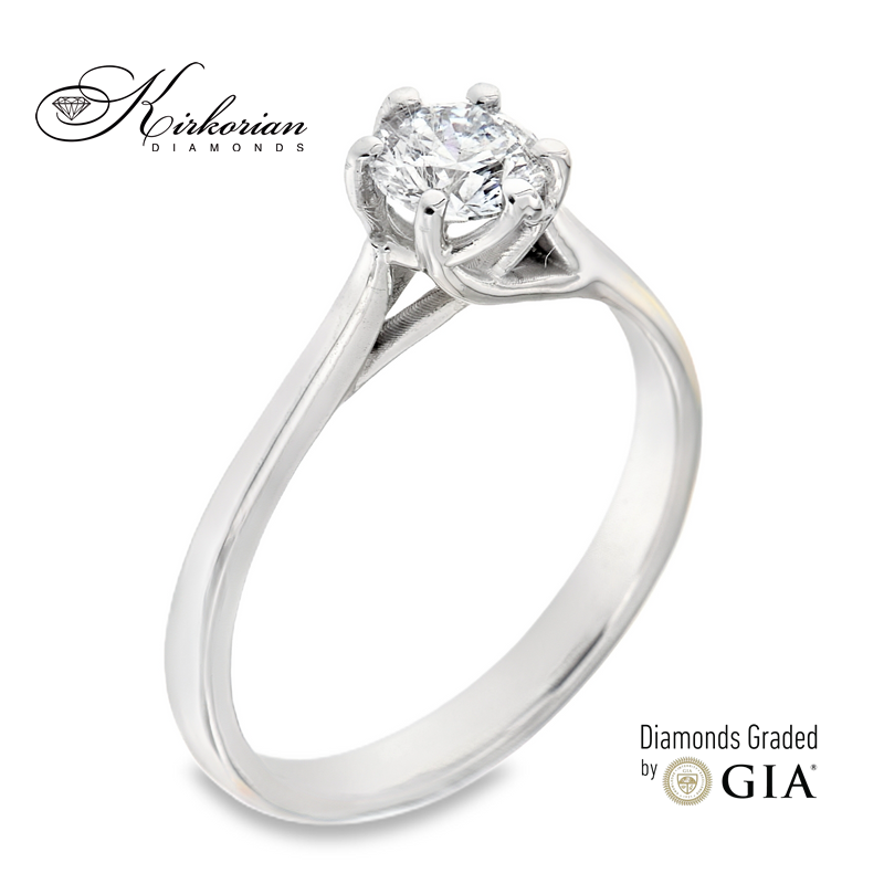 Годежен пръстен от бяло злато 14k с диамант 0.70ct F/SI GIA сертификат K609