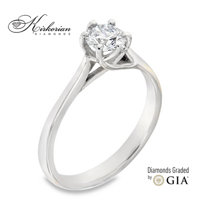 Годежен пръстен от бяло злато 14k с диамант 0.70ct F/SI GIA сертификат K609