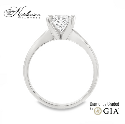Годежен пръстен от бяло злато с диамант принцес 1.00ct GIA