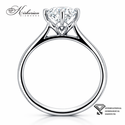 Уникален годежен пръстен с инвестиционен диамант 1.00ct и IGI сертификат – бяло злато 14k