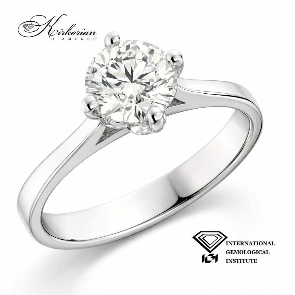 Уникален годежен пръстен с инвестиционен диамант 1.00ct и IGI сертификат – бяло злато 14k