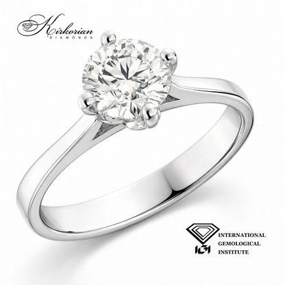 Уникален годежен пръстен с инвестиционен диамант 1.00ct и IGI сертификат – бяло злато 14k