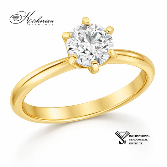 Годежен пръстен от жълто злато 14k с инвестиционен диамант 1.00ct IGI сертификат – K620
