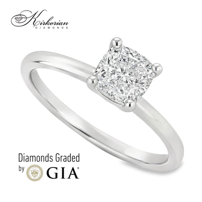Годежен пръстен с диамант Cushion 0.80ct E VS2 GIA от бяло злато 14k – K622
