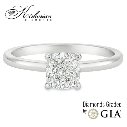 Годежен пръстен с диамант Cushion 0.80ct E VS2 GIA от бяло злато 14k – K622