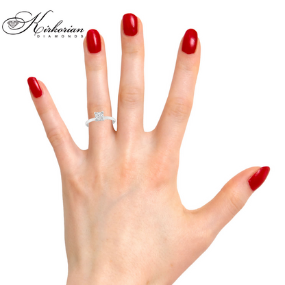 Годежен пръстен с диамант Cushion 0.80ct E VS2 GIA от бяло злато 14k – K622