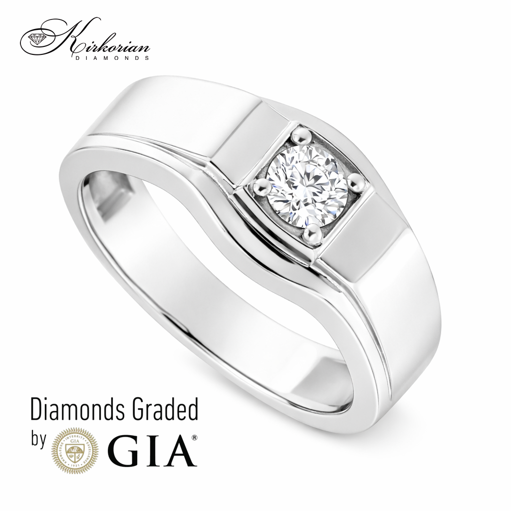 Мъжки пръстен от бяло злато 14к с диамант 0.50ct GIA сертификат код:K627