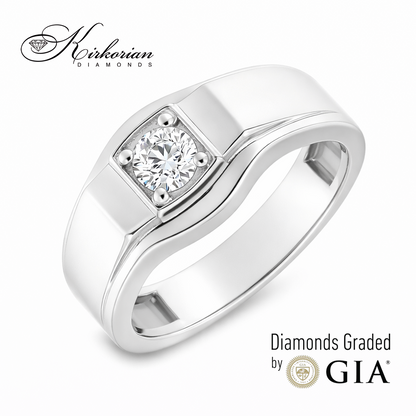 Мъжки пръстен от бяло злато 14к с диамант 0.50ct GIA сертификат код:K627