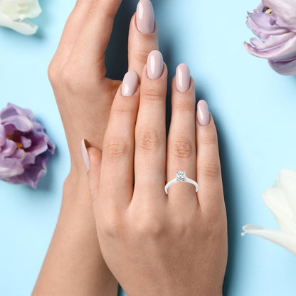 Класически годежен пръстен от бяло злато 14k с диамант 0.50ct E - VS1 GIA – код K630