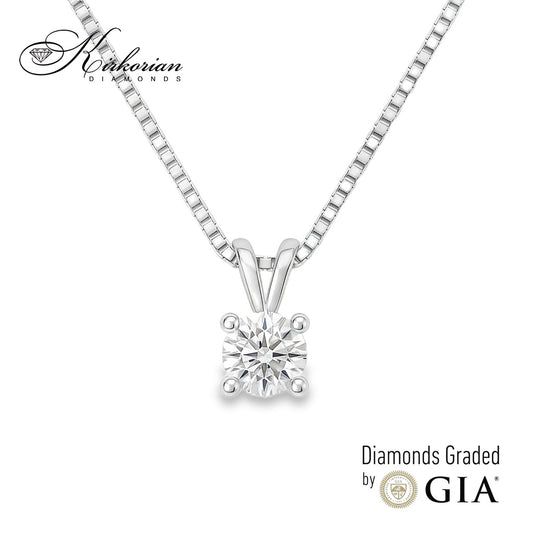 Класическо колие от бяло злато 14k с диамант 0.30ct | GIA сертификат | Код: K634
