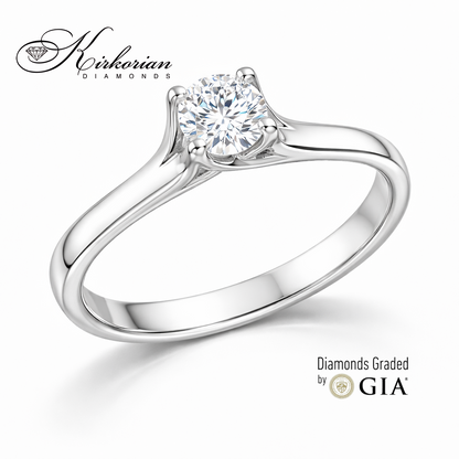 Класически годежен пръстен от бяло злато 14k с диамант 0.30ct D/VVS1 GIA сертификат K637