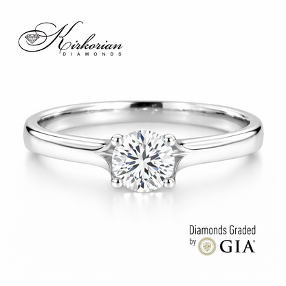 Класически годежен пръстен от бяло злато 14k с диамант 0.30ct D/VVS1 GIA сертификат K637