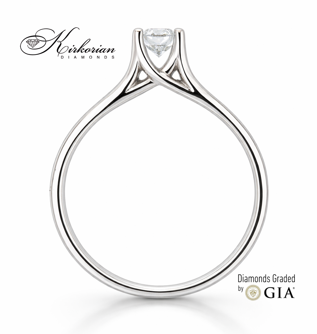 Класически годежен пръстен от бяло злато 14k с диамант 0.30ct D/VVS1 GIA сертификат K637