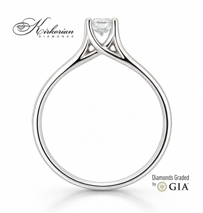 Класически годежен пръстен от бяло злато 14k с диамант 0.30ct D/VVS1 GIA сертификат K637