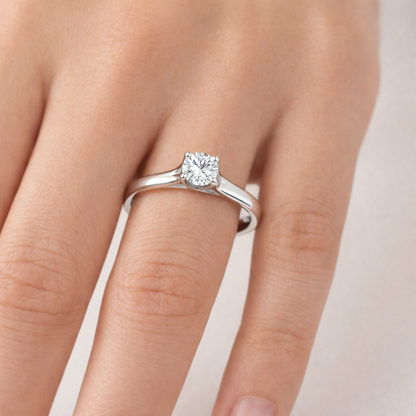 Класически годежен пръстен от бяло злато 14k с диамант 0.30ct D/VVS1 GIA сертификат K637
