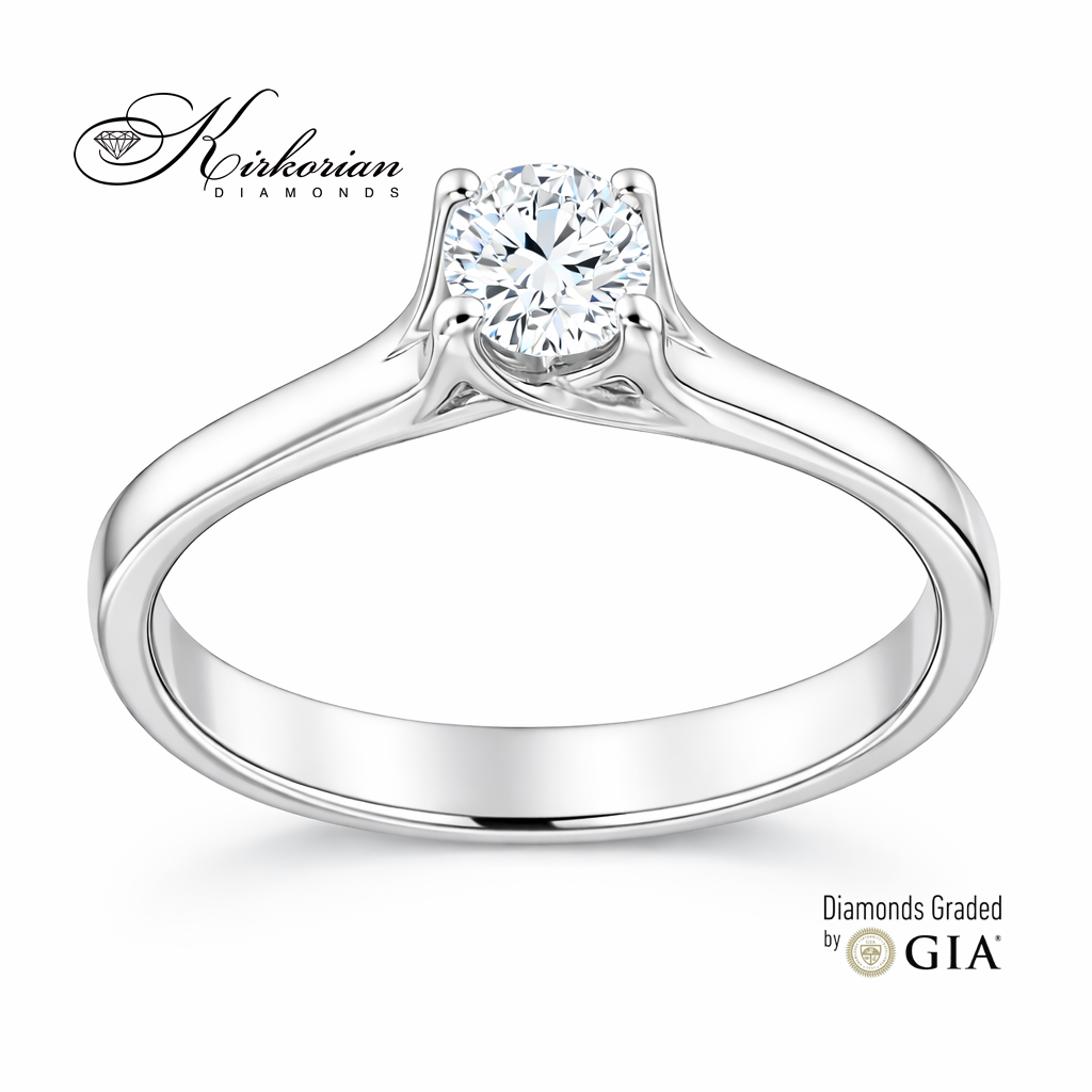 Класически годежен пръстен от бяло злато 14k с диамант 0.30ct D/VVS1 GIA сертификат K637
