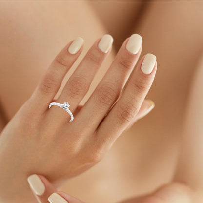 Класически годежен пръстен от бяло злато 14k с диамант 0.30ct GIA D/VVS2 K638