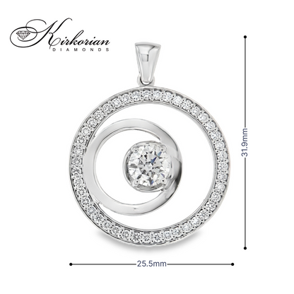 Колие от бяло злато 14k с диамант 1.00ct и общо 1.67ct | GIA сертификат | Код: K644