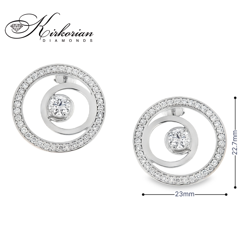 Обеци от бяло злато 14К с диаманти 2.15 ct GIA K645 – луксозни кръгли обеци с невероятен блясък