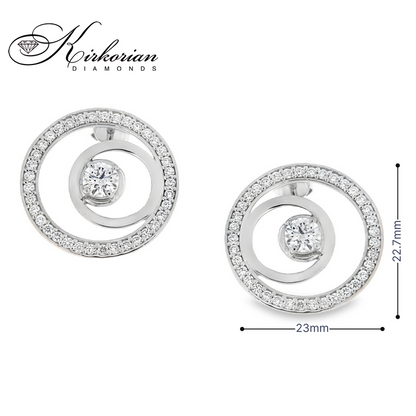 Обеци от бяло злато 14К с диаманти 2.15 ct GIA K645 – луксозни кръгли обеци с невероятен блясък