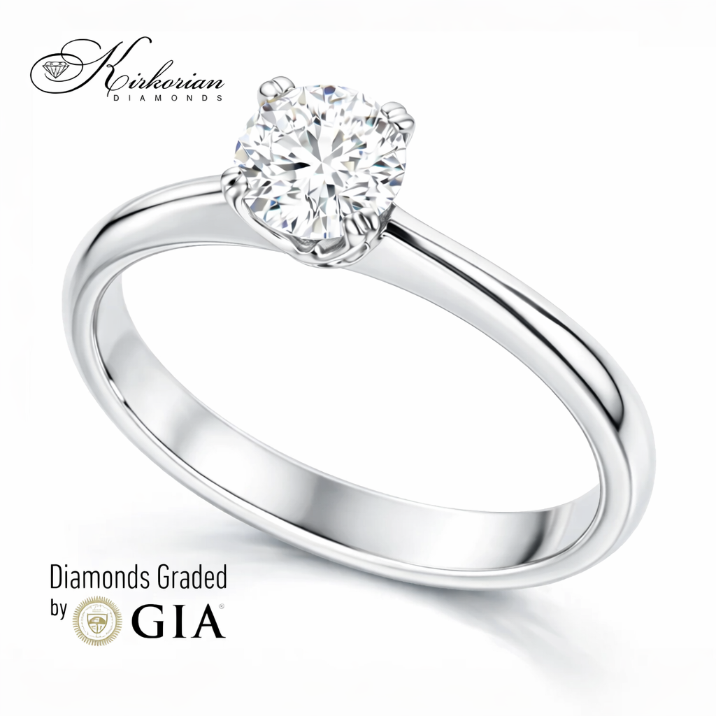 Класически годежен пръстен с 0.50ct GIA диамант | 14K бяло злато