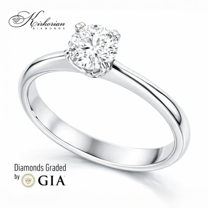 Класически годежен пръстен с 0.50ct GIA диамант | 14K бяло злато