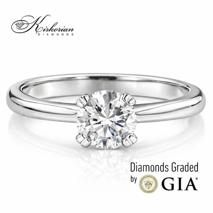 Класически годежен пръстен с 0.50ct GIA диамант | 14K бяло злато