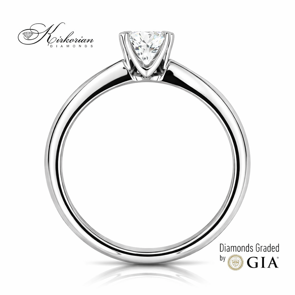Класически годежен пръстен с 0.50ct GIA диамант | 14K бяло злато