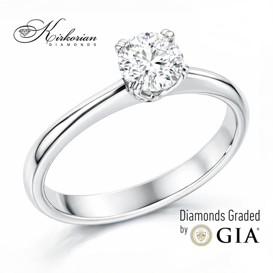 Класически годежен пръстен с 0.50ct GIA диамант | 14K бяло злато