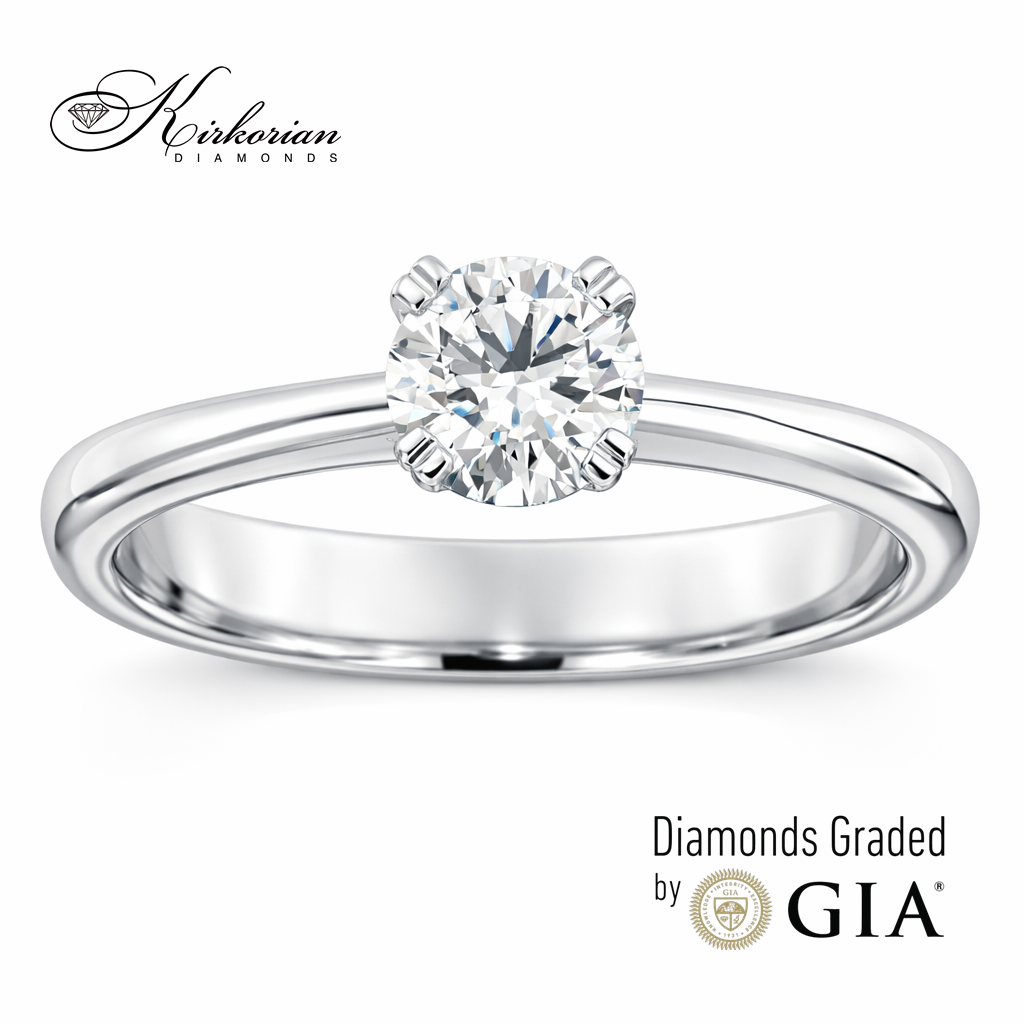 Класически годежен пръстен с 0.50ct GIA диамант | 14K бяло злато