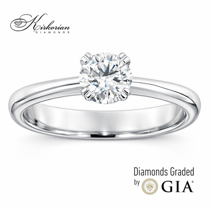 Класически годежен пръстен с 0.50ct GIA диамант | 14K бяло злато