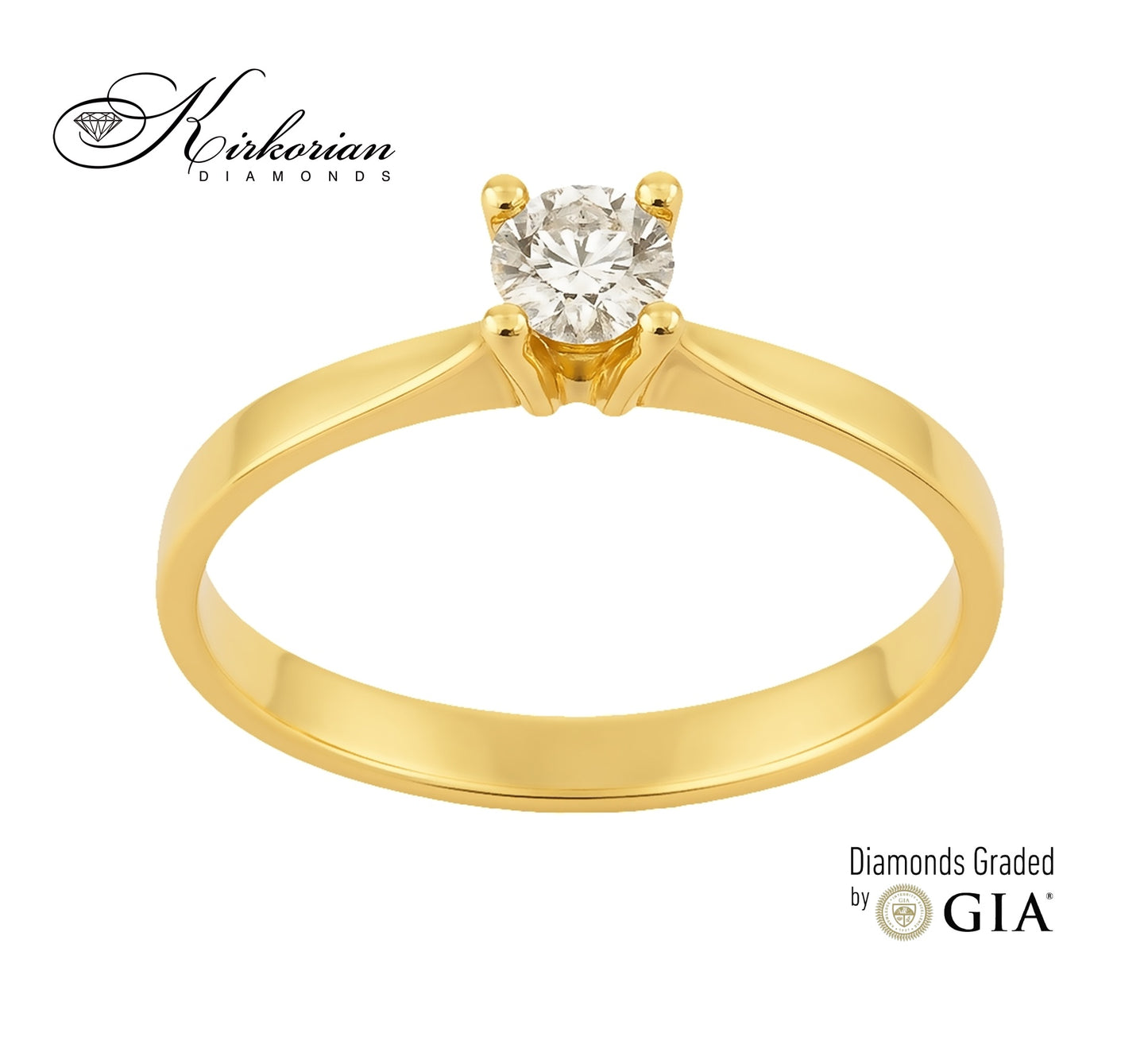Годежен пръстен K648 от жълто злато 14k с диамант 0.30ct E/VS1 GIA