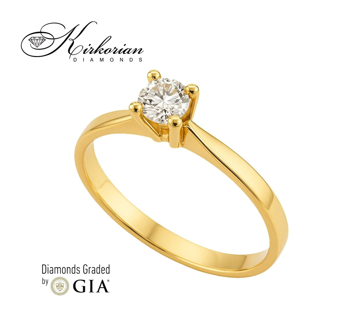 Годежен пръстен K648 от жълто злато 14k с диамант 0.30ct E/VS1 GIA