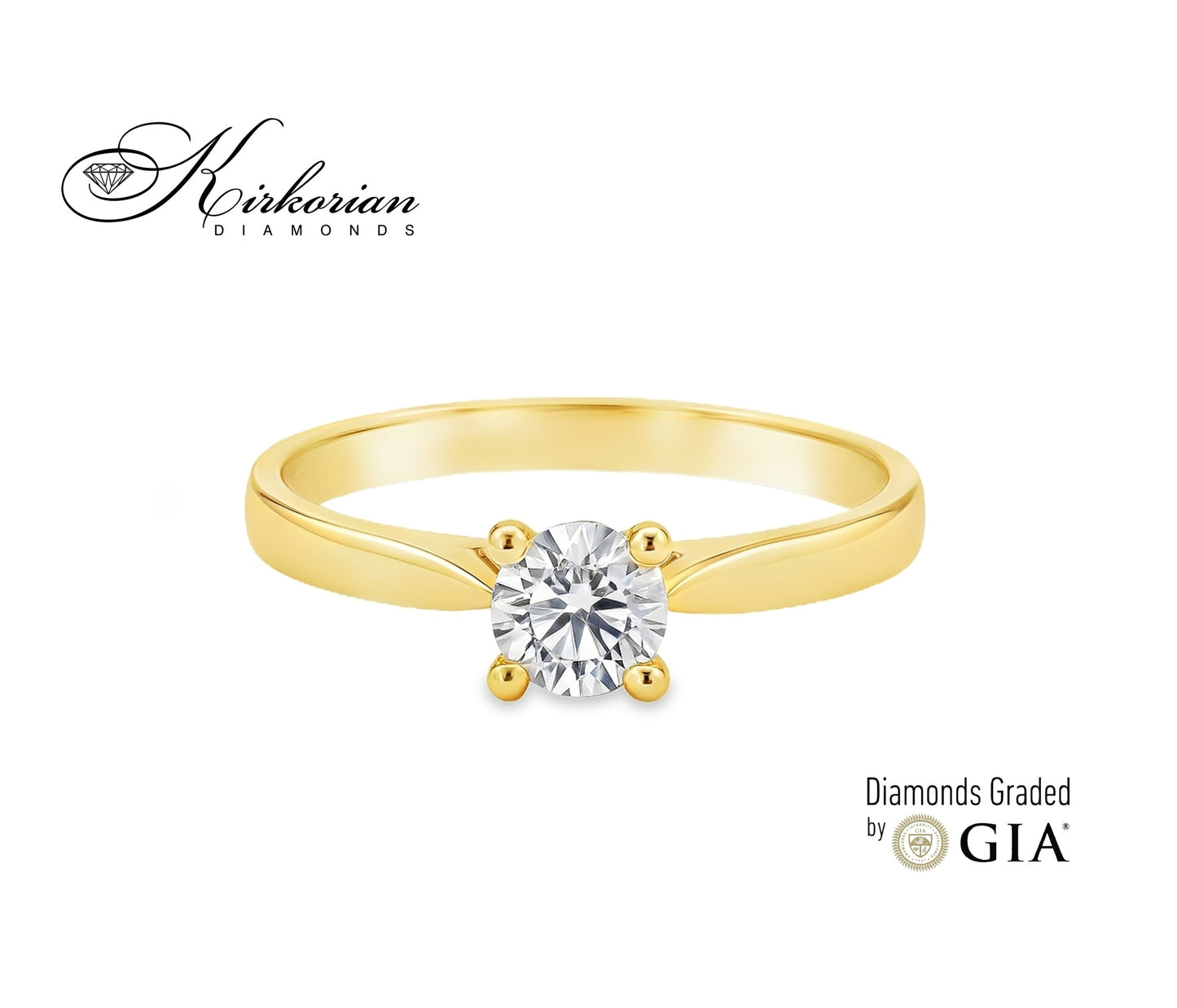 Годежен пръстен K648 от жълто злато 14k с диамант 0.30ct E/VS1 GIA
