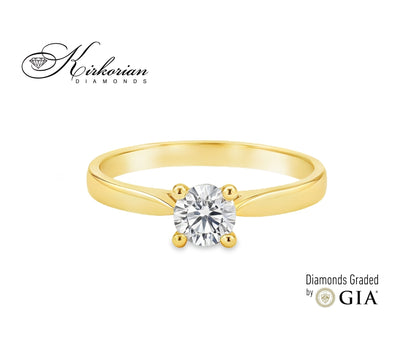 Годежен пръстен K648 от жълто злато 14k с диамант 0.30ct E/VS1 GIA