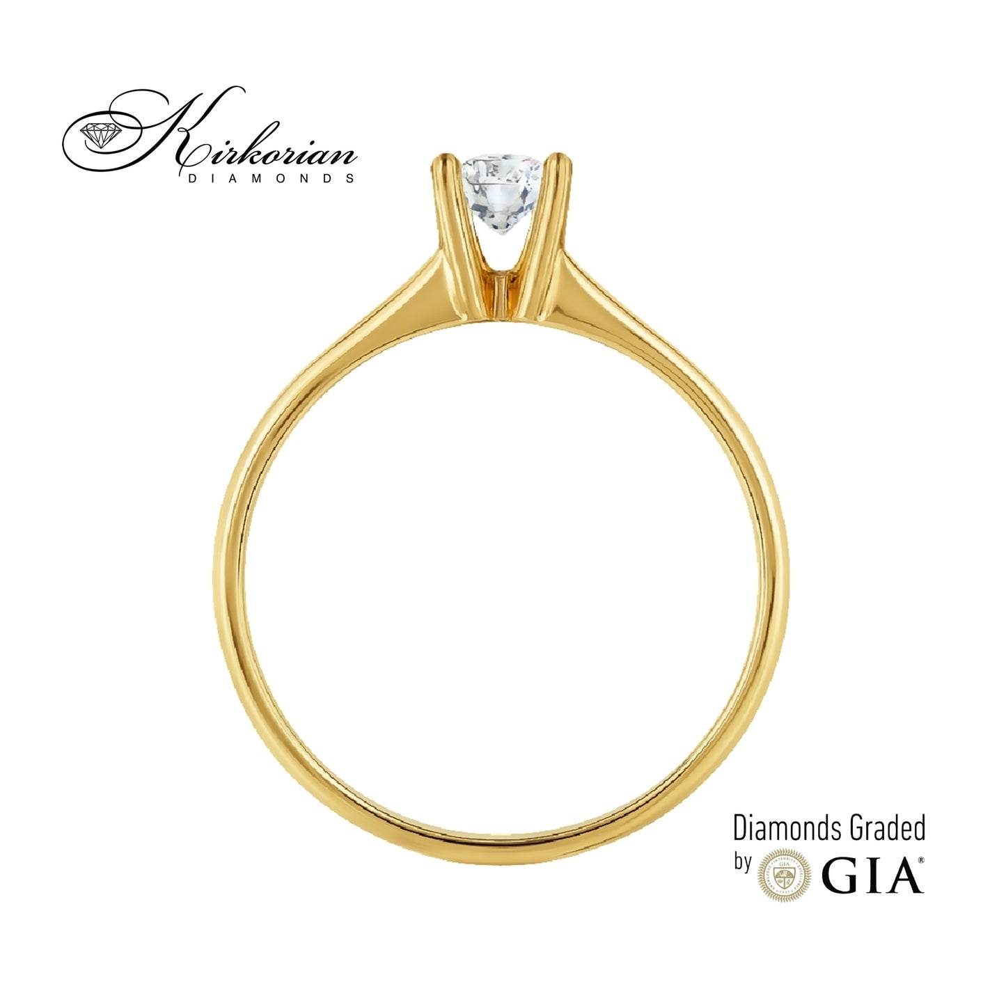 Годежен пръстен K648 от жълто злато 14k с диамант 0.30ct E/VS1 GIA