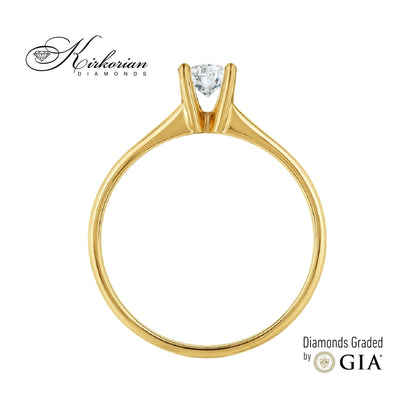 Годежен пръстен K648 от жълто злато 14k с диамант 0.30ct E/VS1 GIA