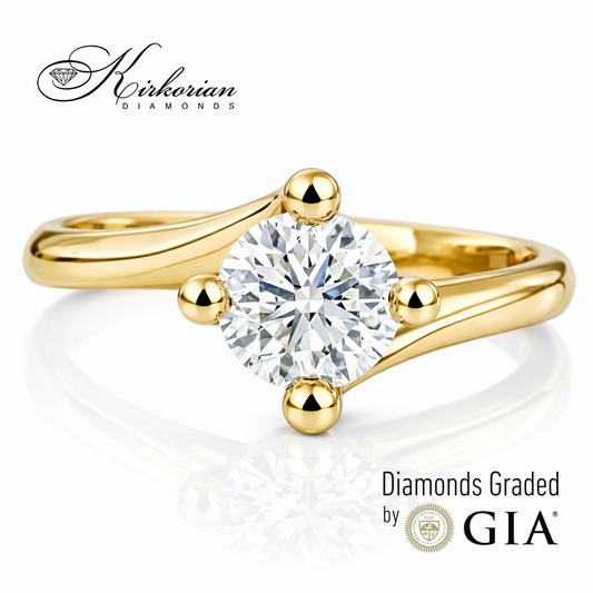 Годежен пръстен от жълто злато 14К с естествен диамант 0.80 ct G VS1 GIA