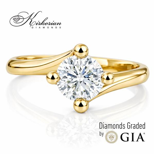 Годежен пръстен от жълто злато 14К с естествен диамант 0.80 ct G VS1 GIA