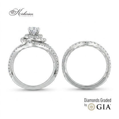 Луксозен комплект годежен пръстен и халка с общо 1.75 ct диаманти и GIA сертификат