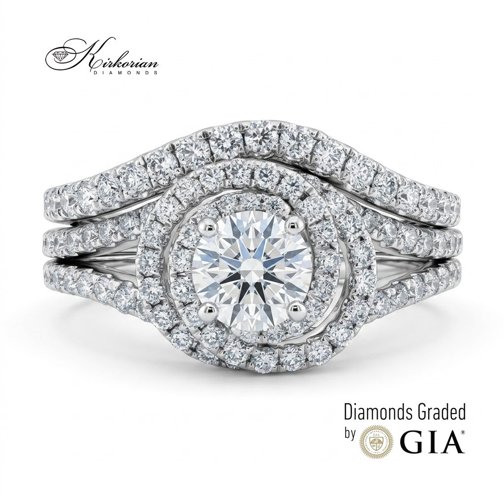 Годежен пръстен от бяло злато 18К с GIA сертифициран диамант 1.75 ct модел K663 фронтален изглед