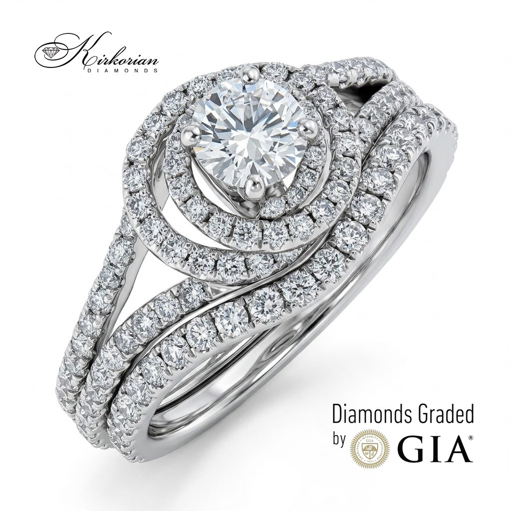 Диамантен годежен пръстен K663 с централен GIA диамант 0.50 ct и допълнителни брилянти