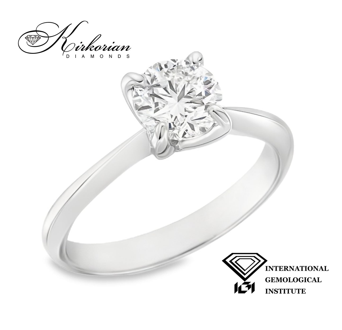 Годежен пръстен с лабораторен диамант 1.06 ct D VVS1 IGI сертификат – бяло злато 14К