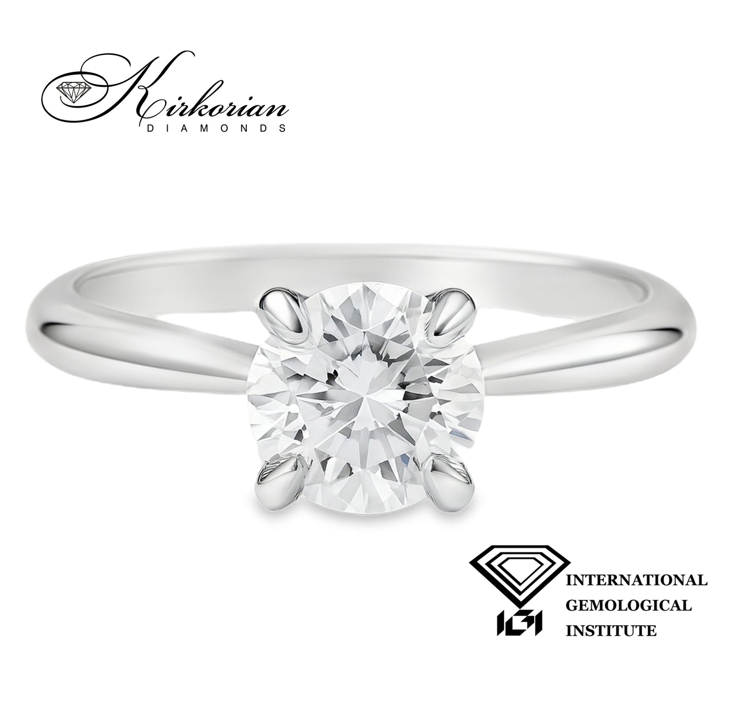 Годежен пръстен с лабораторен диамант 1.06 ct D VVS1 IGI сертификат – бяло злато 14К