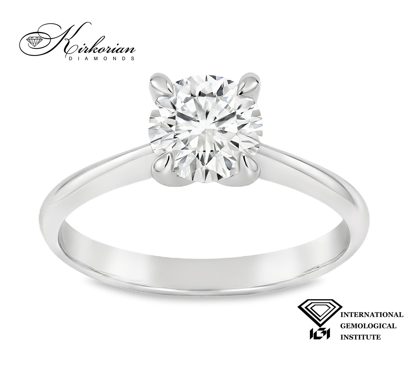 Годежен пръстен с лабораторен диамант 1.06 ct D VVS1 IGI сертификат – бяло злато 14К