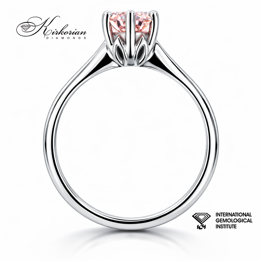 годежен пръстен с pink диамант 1.06 ct бяло злато 14k IGI сертификат страничен изглед LG613R