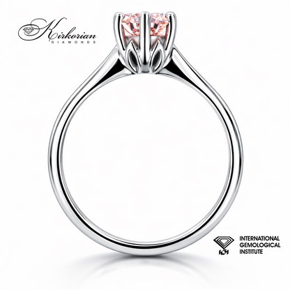 годежен пръстен с pink диамант 1.06 ct бяло злато 14k IGI сертификат страничен изглед LG613R