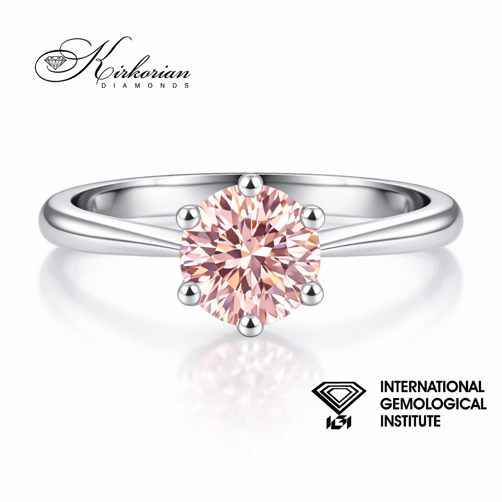 луксозен пръстен с розов диамант 1.06 ct бяло злато 14 карата IGI сертификат модел LG613R