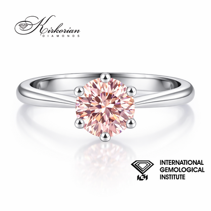 луксозен пръстен с розов диамант 1.06 ct бяло злато 14 карата IGI сертификат модел LG613R
