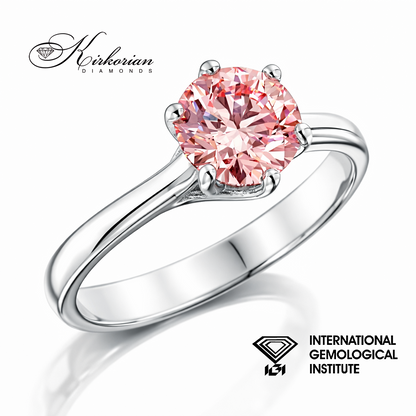 Луксозен годежен пръстен с розов диамант 1.07ct лабораторно създаден бяло злато 14K IGI LG626 детайл